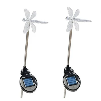

(Retail) Solar Powered Dragonfly Garden Stake Pathway Color Change Lights (Set of 2)
