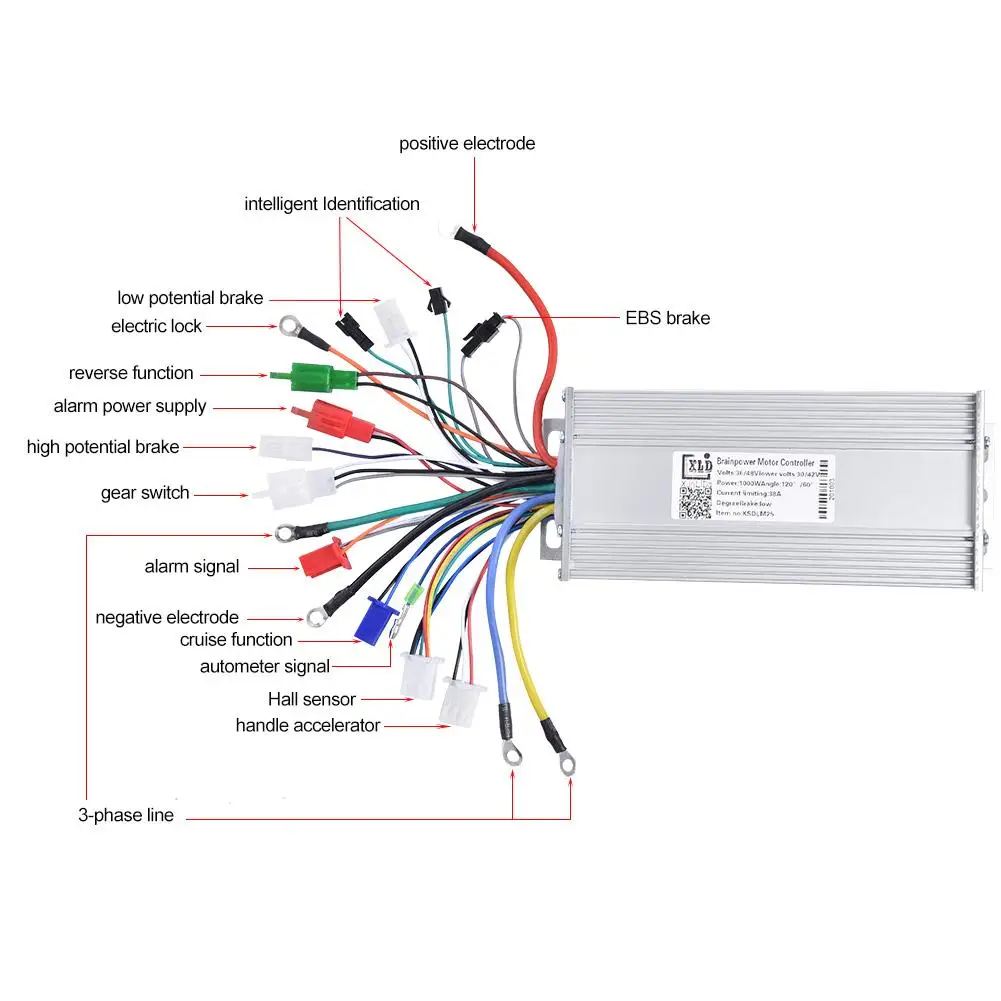 Top 24V/36V/48V 800W Motor Brushless Controller Speed Controller Electric Bicycle E-bike Scooter 178x84x44mm 1