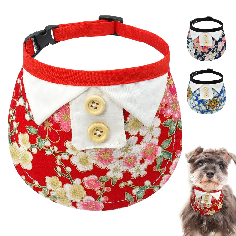 Buy Adjustable Pet Dog Cat Bandana Collar Nylon Print