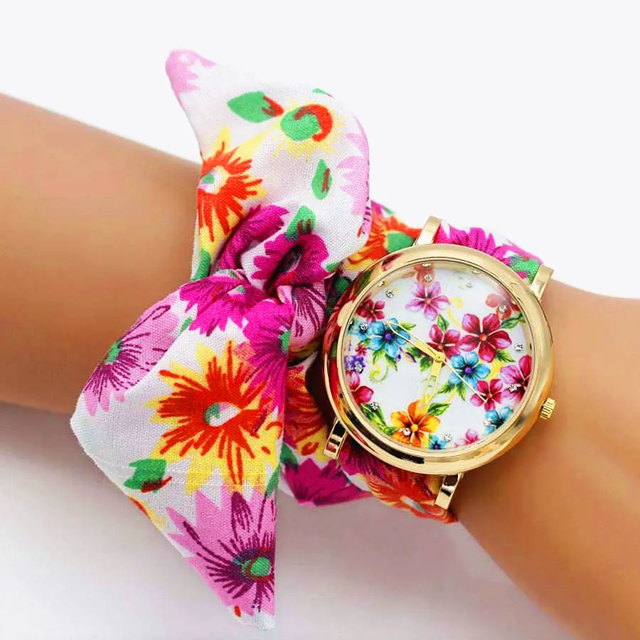 Shsby брендовые модные часы из розового золота с цветочным принтом, наручные часы с креативным цветком, повседневные женские кварцевые часы, подарок, Relogio Feminino - Цвет: Colorful flower