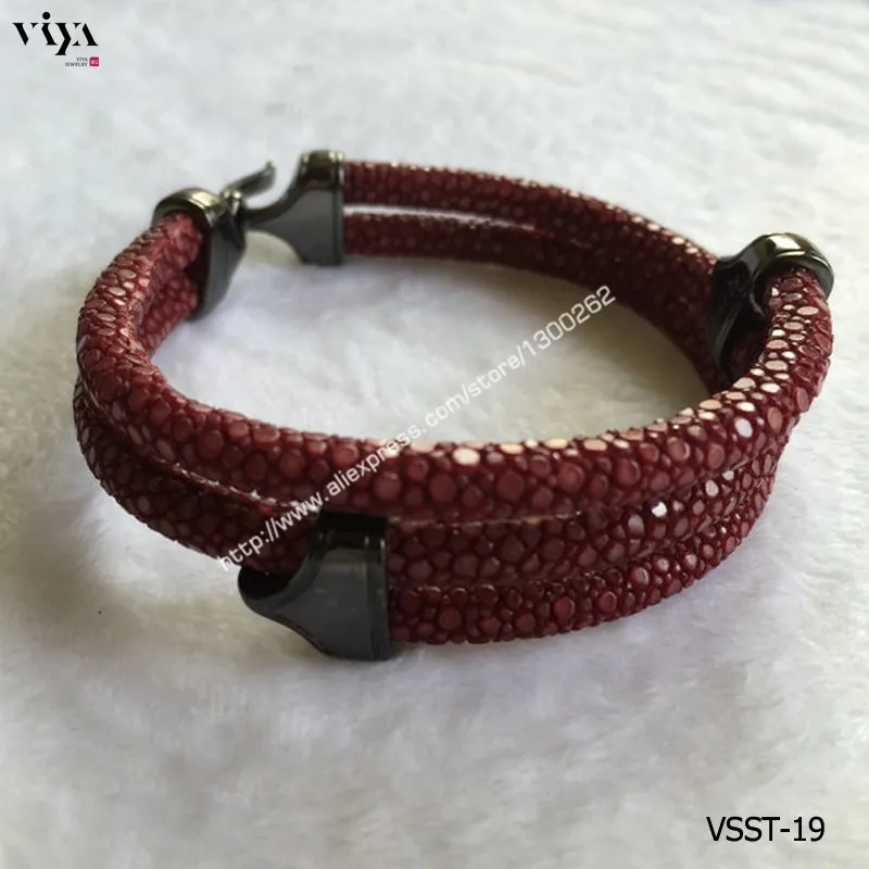 Genuine Stingray Skin leather bracelet Men-VSST-19-1 (17)