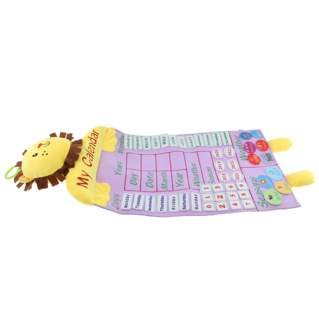 Креативный плюшевый подвесной календарь в виде животного для раннего обучения, развивающая игрушка Лев/Слон/олень/лягушка