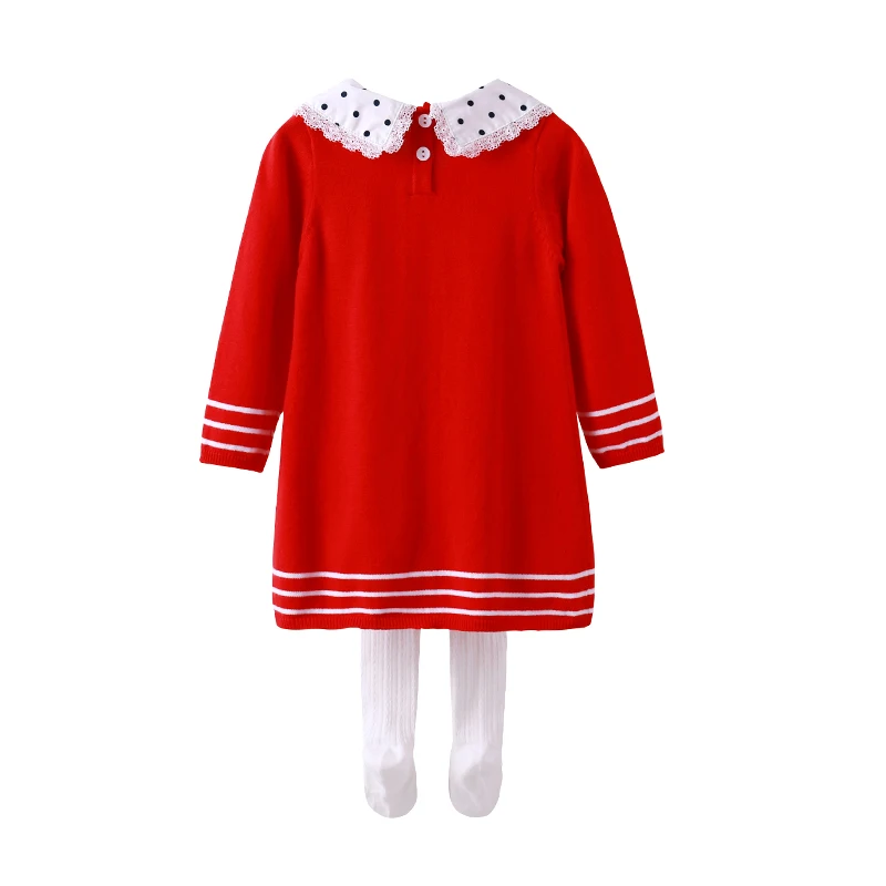 Auro Mesa vestido infantil/рождественское трикотажное платье с длинными рукавами для