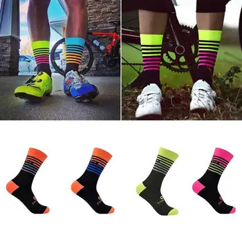

New Fashion Stripe Outdoor Sport Cycling Running Men Women's Socks Breathable Anti-odor Socks