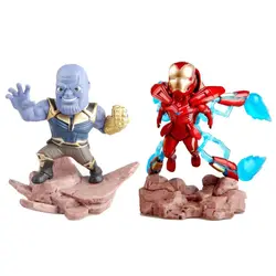 4,5 "Marvel Герой Мстители 3 танос & Ironman MK50 автомобиля украшения коробку 11,5 см ПВХ фигурку Модель игрушки куклы подарок