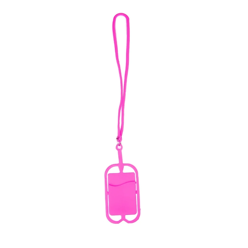 Съемный силиконовый шнурок для сотового телефона чехол держатель шейный ремешок с отделением для ID карты - Цвет: Розовый