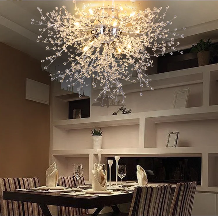 Современный Одуванчик светодиодный потолочный светильник с заподлицо прозрачная Хрустальная лампа для кухни, спальни, гостиной, фойе элегантный светильник