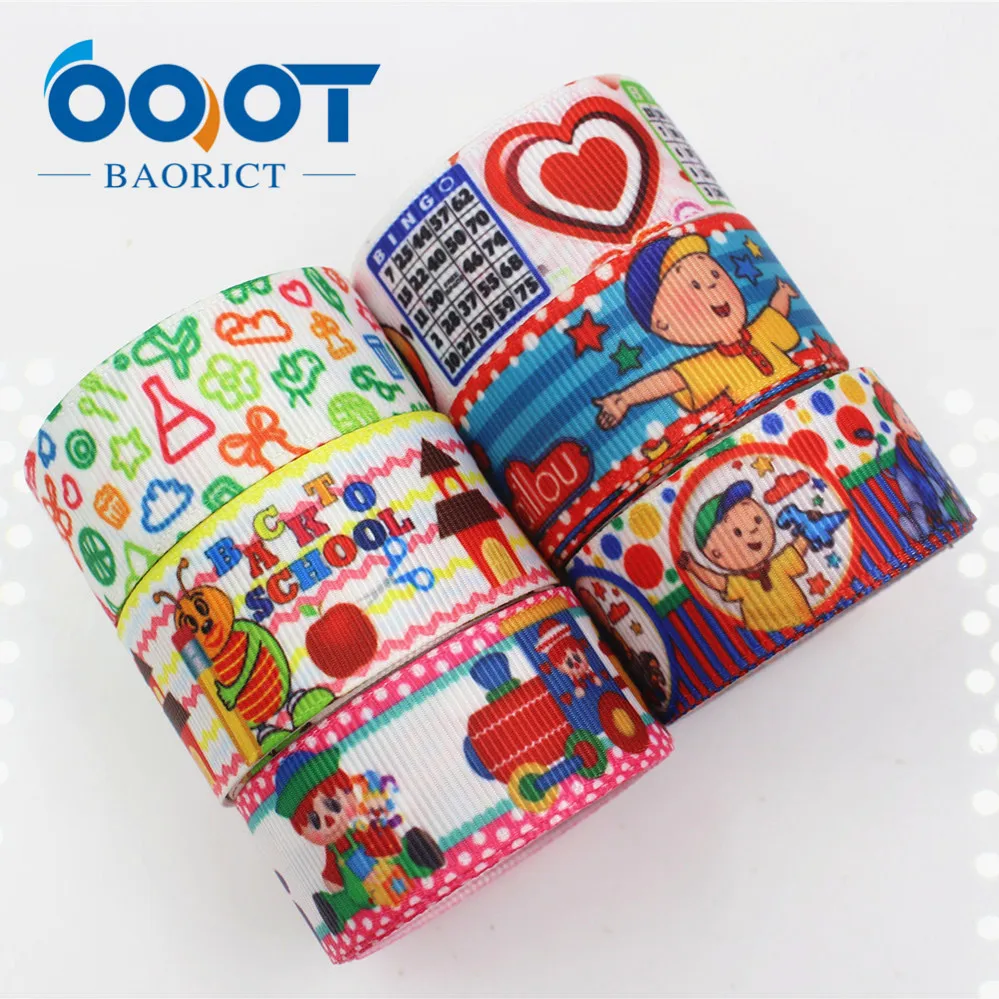 OOOT BAORJCT 175222 22mm 10yard Cartoon Ribbons Thermal transfer Printed grosgrain Wedding Accessories DIY handmade material