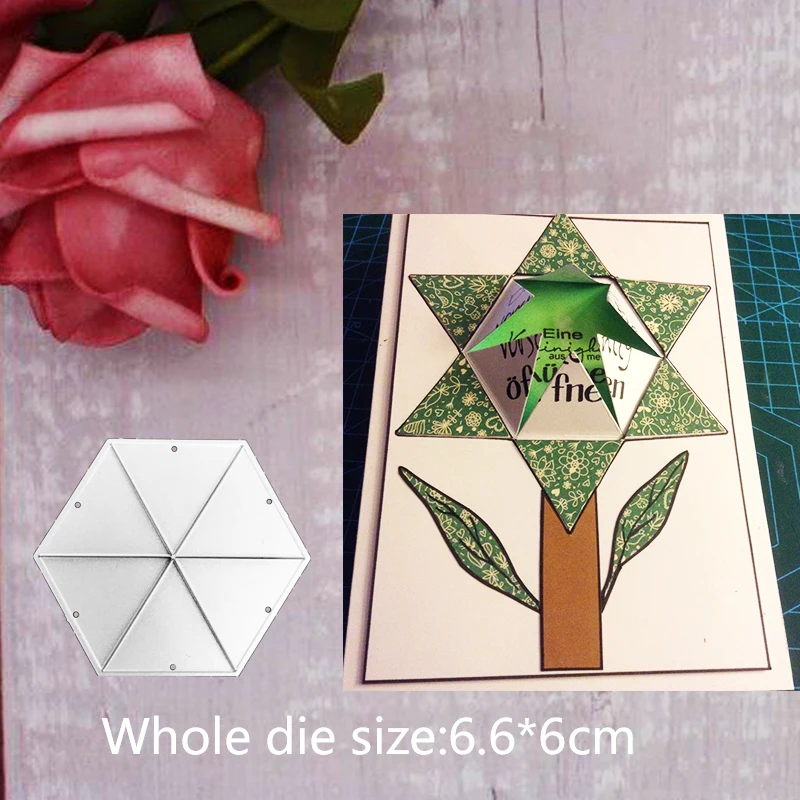 

6.6*6cm Center Pop Up Hexagon Metal Cutting Dies for card DIY Scrapbooking stencil Paper Craft embossing Album template Dies