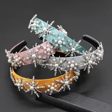 Новая мода простые звезды жемчуг геометрические ободок на голову разных цветов индивидуальность звезда жемчуг горный хрусталь повязка на голову 765