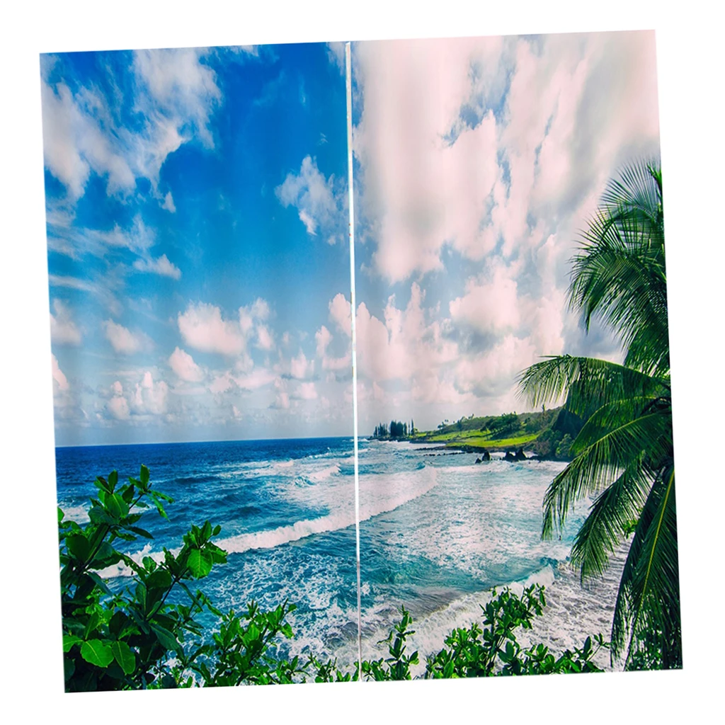 Sky and Sea 1 пара, 3D цифровая фотопечать, шторы в морском стиле, Затемненные оконные шторы, домашний декор для окна, 2 панели/комплект, 59x65 дюймов - Цвет: Sky and Sea