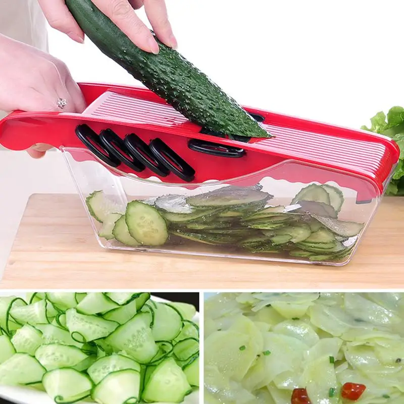 Multifunction Peeler Grater Vegetables Cutter Tool Veggie Chopper Friut Salad Shredder With Storage Box Hand Protector