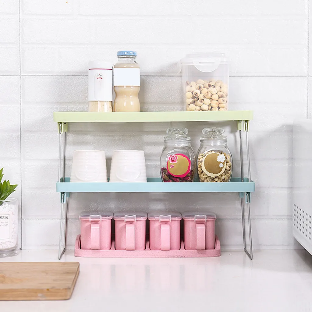 Standing Rack Kitchen Storage Rack Plastic Folding Flavoring Shelf