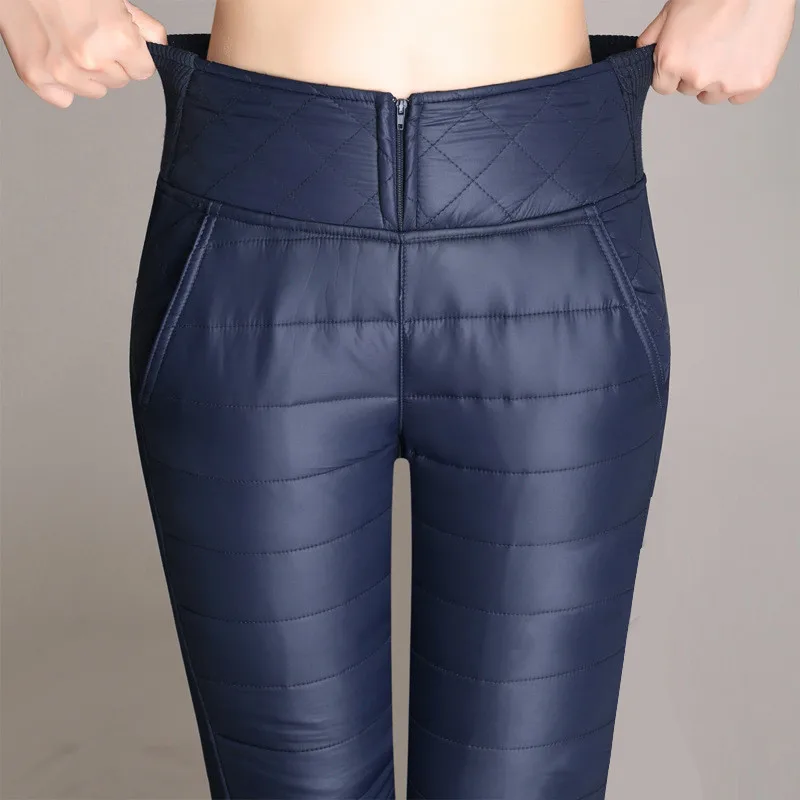 Женские Термо брюки осень зима Высокая талия вниз хлопок ватник брюки повседневные узкие брюки карандаш брюки маленького размера плюс 6XL