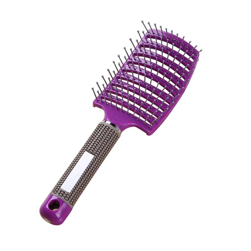 Массажная расческа для волос, расческа для волос, нейлоновая щетина, Женская влажная кудрявая расческа для волос, для салона, парикмахерские инструменты для укладки - Цвет: Purple No Hair
