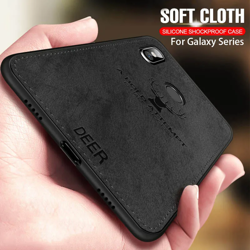 

Cloth Texture Soft case For Samsung Galaxy J4 PLUS J6 J8 2018 Case Ultra-thin Canvas Deer Phone Cases On the Galaxy A9 A7 2018