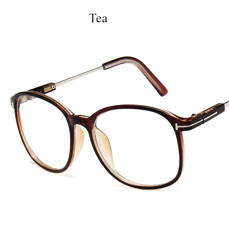 YOOSKE классические женские прозрачные очки, оптические оправы для очков, мужские ретро очки с прозрачными линзами, большие оправы, очки унисекс - Цвет оправы: Tea