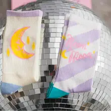 2 шт./лот Harajuku хлопок ярких цветов милые moon Женская Носки