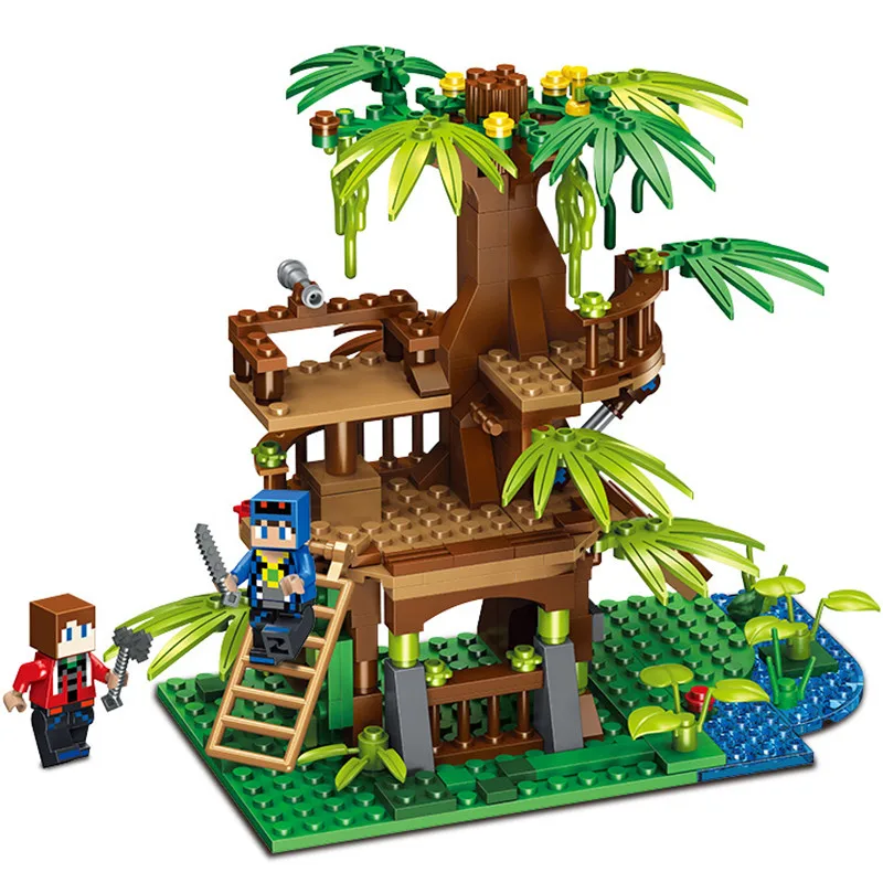 

New Lookout Tree Tower My World DIY Assembling Model Building Blocks Kit Kids Education Toys Christmas Gifts
