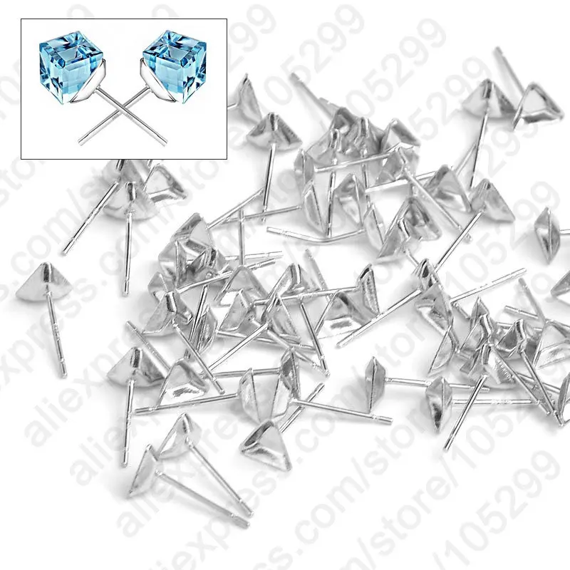 

Fast Shipping Wholesale 100PCS 925 Sterling Silver Ear Pin Pairs Stud Earrings Findings Earring Pins /Needles