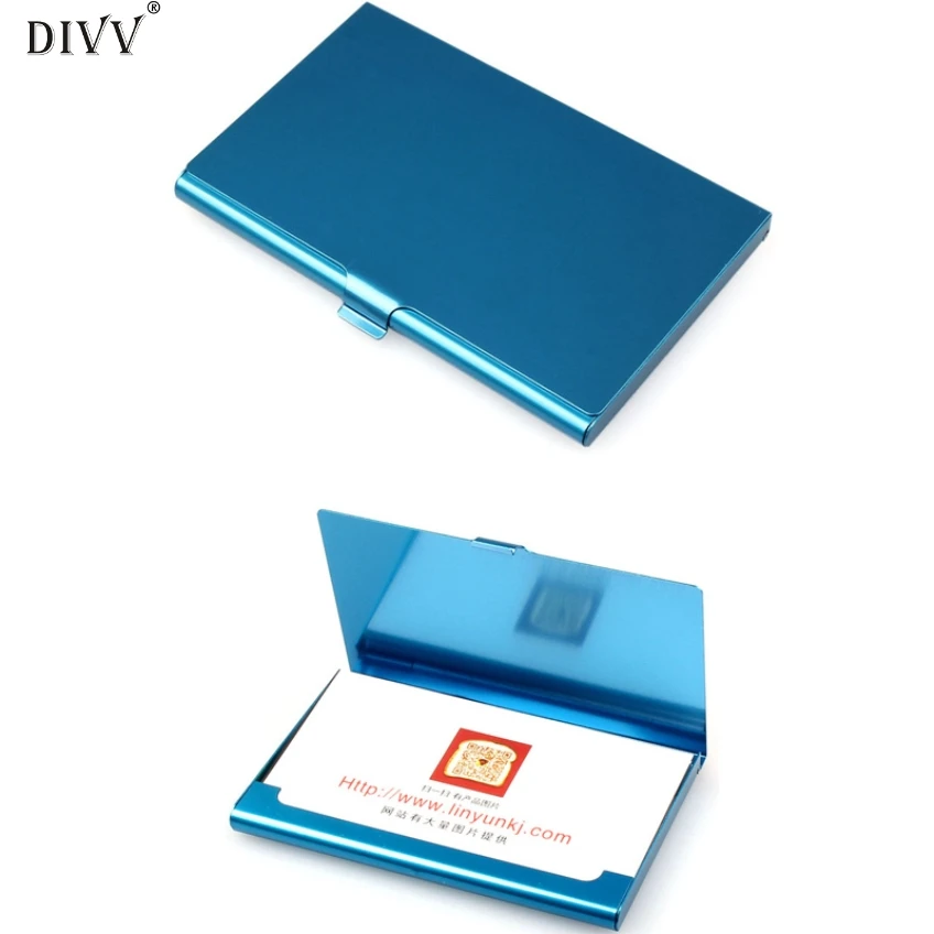 

DIVV Creative Aluminum Holder Metal Box Cover Credit Business Card Wallet Happy Gifts High Quality Aluminum Alloys