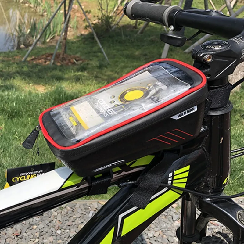 Сумка для горного велосипеда непромокаемая Водонепроницаемая MTB Передняя сумка чехол для мобильного телефона Аксессуары для велосипеда рамка Передняя сумка
