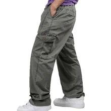 Повседневные мужские уличные большие карго Брюки с карманами мужские брюки Модные размера плюс широкие мешковатые комбинезоны Военные Спортивные штаны 1102