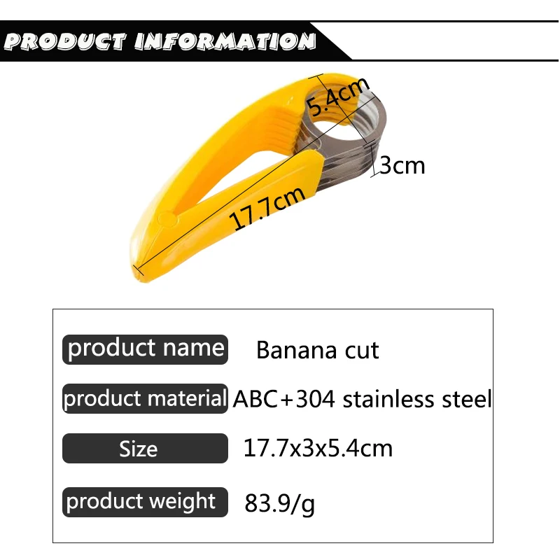 Stainless Steel Banana Cutter Fruit Vegetable Sausage Slicer Salad Sundaes Tools Cooking Tools Kitchen Accessories Gadgets vegetable slicer fruit slicer vegetable cutter food slicer
