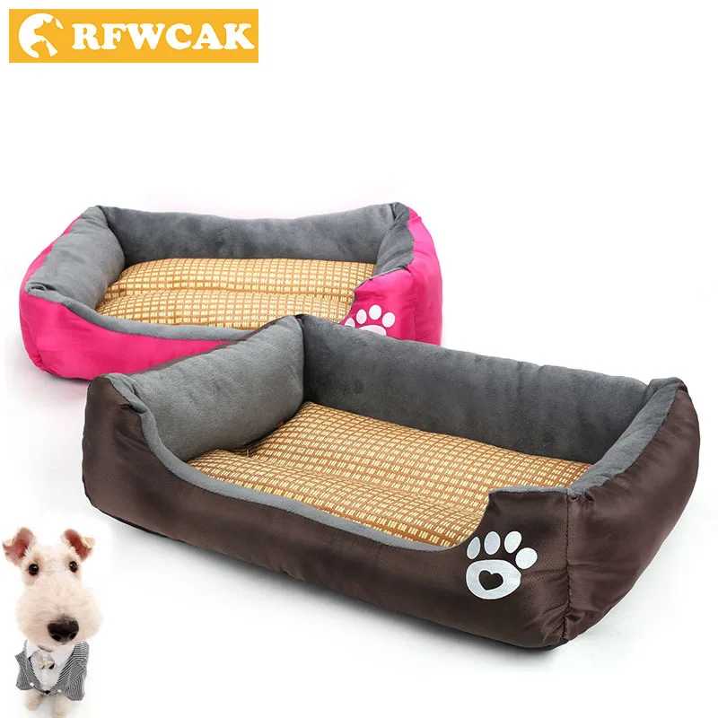 RFWCAK Weaving Non woven Fabrics Straw Mat Summer Cooling Cat Dog Bed