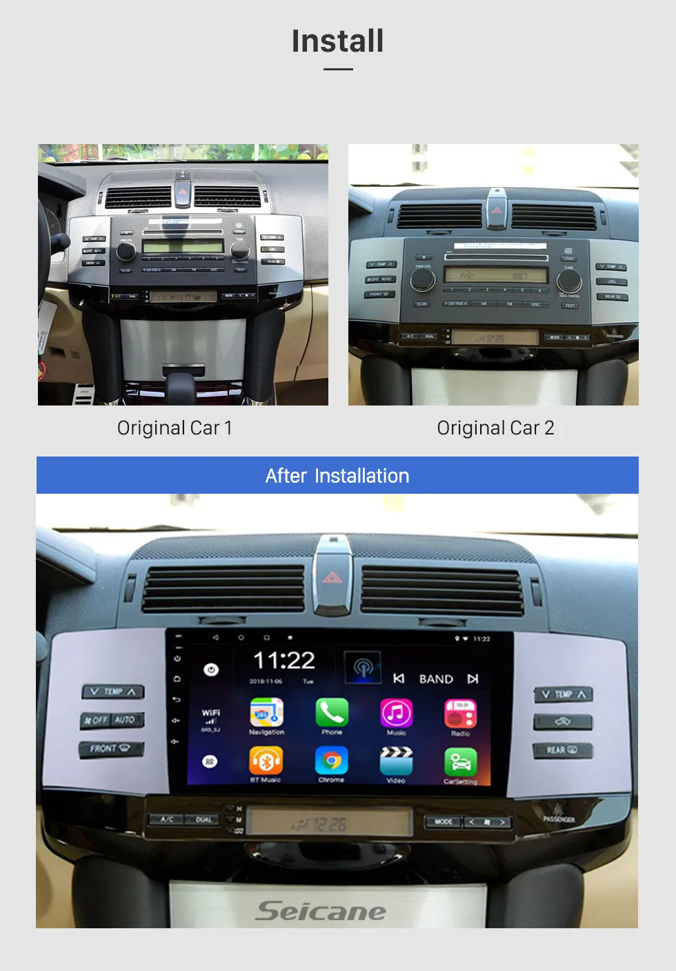 Perfect Seicane Car Autoradio 9" Android 7.1 HD Navi 2Din GPS For Toyota Old REIZ 2005 2006 2007 2008 2009 Head Unit Multimedia Player 3
