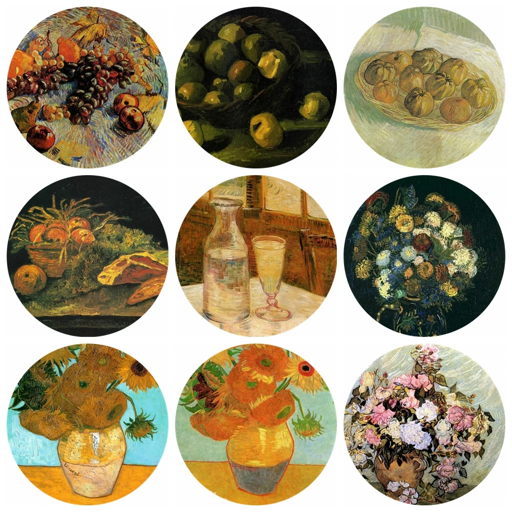 

20pcs 12~40mm Artist Vincent Van Gogh Art Paintings Collection Still Life Glass Cabochon DIY Jewelry Findings