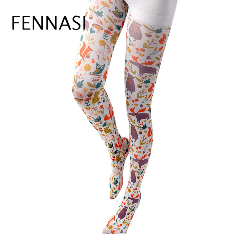 

FENNASI Japanese Sweets Women Tights Kawaii White Stockings Women Warm Tights Cartoon Pictures Female Cute Pantyhose Velvet