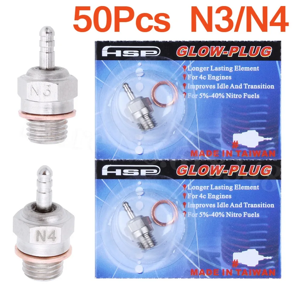 50pcs Spur Duty Hot Glow Plugs N3 3 Spark Plug For Nitro Engine Parts
