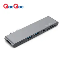 

QacQoc GN28K Aluminium USB C Hub with Card Reader 4K Output 2 USB 3.0 Ports 40Gbps Type-C Charging port only for Macbook pro