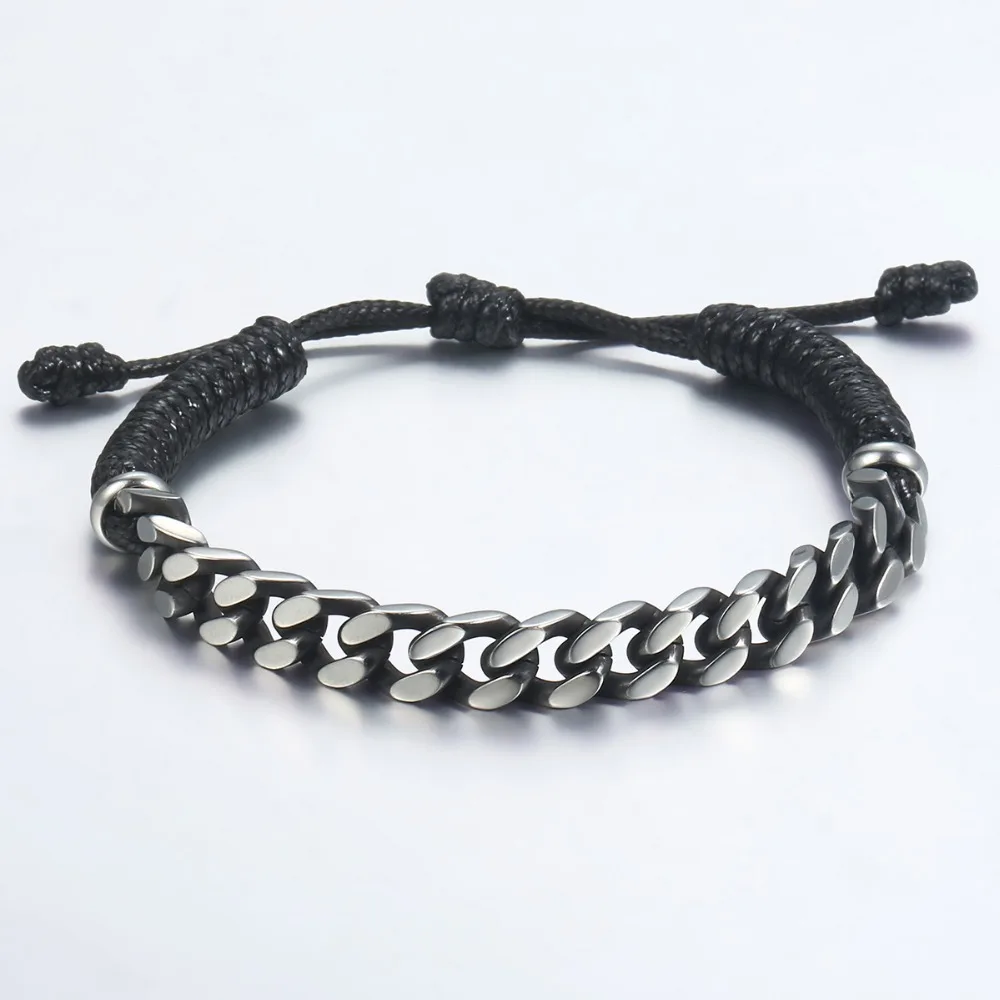Wo мужские кожаные браслеты из нержавеющей стали, кубинские звенья, браслет-цепочка для мужчин и женщин, ювелирные изделия, подарки, дропшиппинг, DLB69