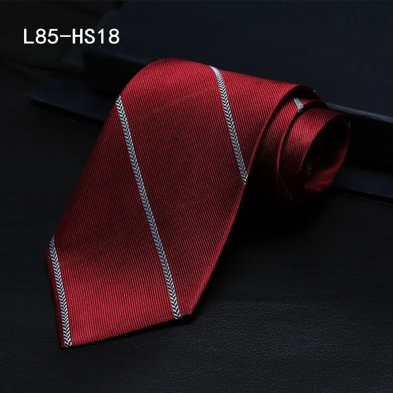 8 см роскошный натуральный шелковый галстук для шеи мужская деловая рубашка геометрический узор в полоску и горох Галстуки свадебные подарки для мужчин подарок - Цвет: L85-HS-18