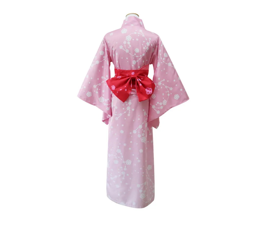 Розовый для женщин леди японская традиция кимоно юката ванной Халат платье с Оби Цветок Винтаж Вечеринка косплэй костюм