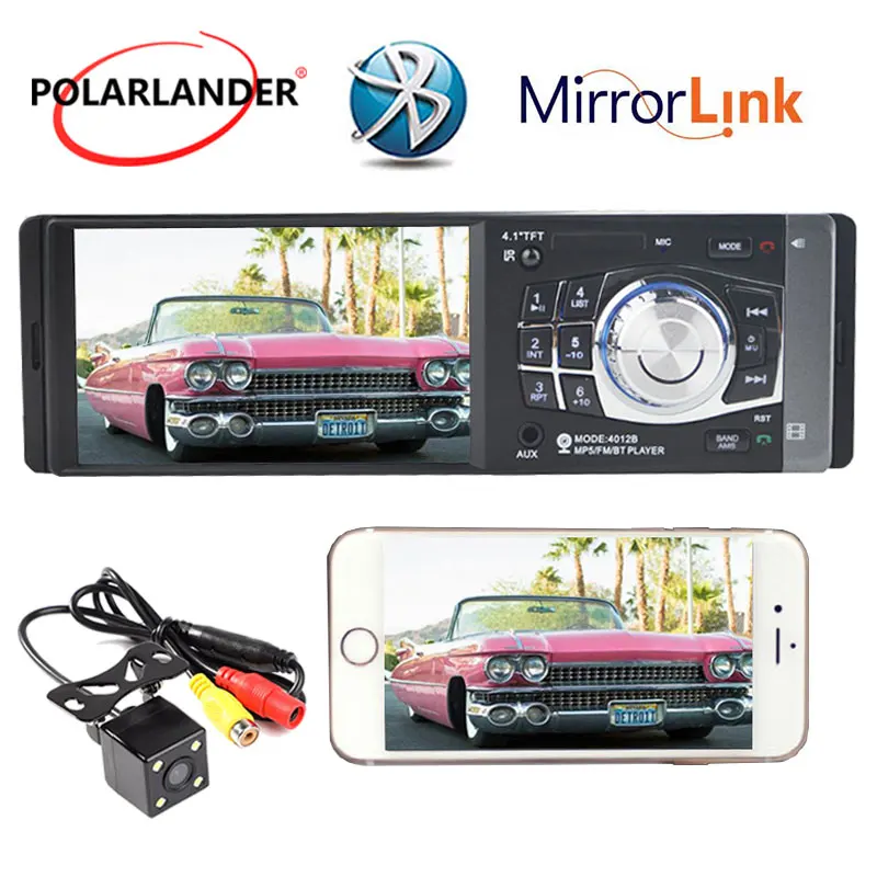 Автомобильный радиоприемник Mp4 Mp5 1 Din 4 дюйма Bluetooth стерео Aux FM USB TF с пультом