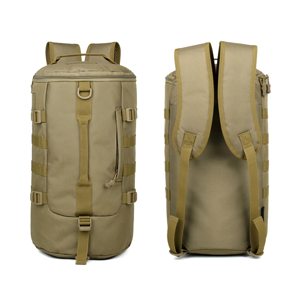 

Casual Storage Tactical Men Backpack Durable Travel Shoulder Double Zipper High-capacity Camouflage Outdoor Bag Cylinder Sport