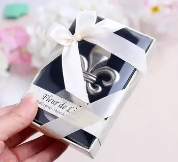 

50pcs French Fleur De Lis Elegant Pewter Bottle Beer Opener Wedding Favors Party Gift Elegant Box SN1008