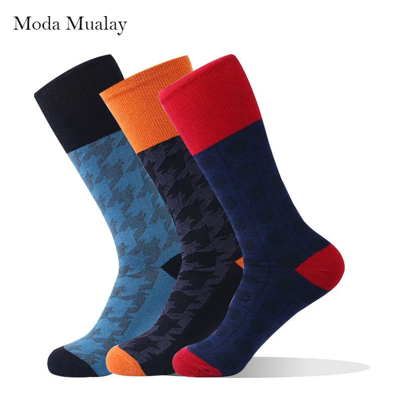 Мужские носки для платьев мужские носки из чесаного хлопка темно-контрастного цвета забавные носки мужские модные счастливые носки под одежду делового стиля для мужчин s подарок