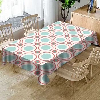 

Circle Spot 3D Printed Table Cloth Rectangle Dining Decor Digital Printing Table Cloth