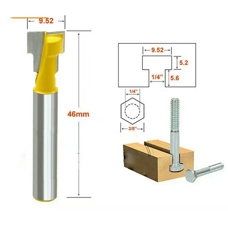 1 шт. Карбид 8 мм хвостовик Т-шлицевая фреза Маршрутизатор бит для 1/4 "шестигранный болт Деревообрабатывающие инструменты