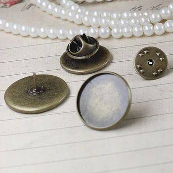 

Collar Clip Settings Round Smooth Bezel tray Pin Back Resin Glass Cabochons Base DIY Findings Brooch Pins for Shirt Collar