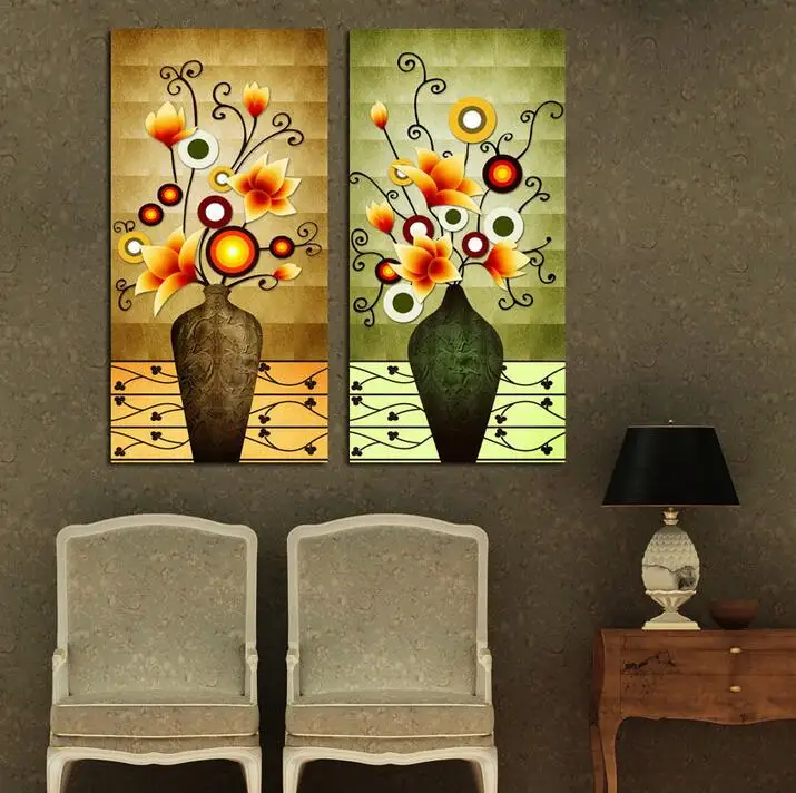 2 P Flower Vase Wall Pictures Magnolia Oil Painting On Camvas Abstract