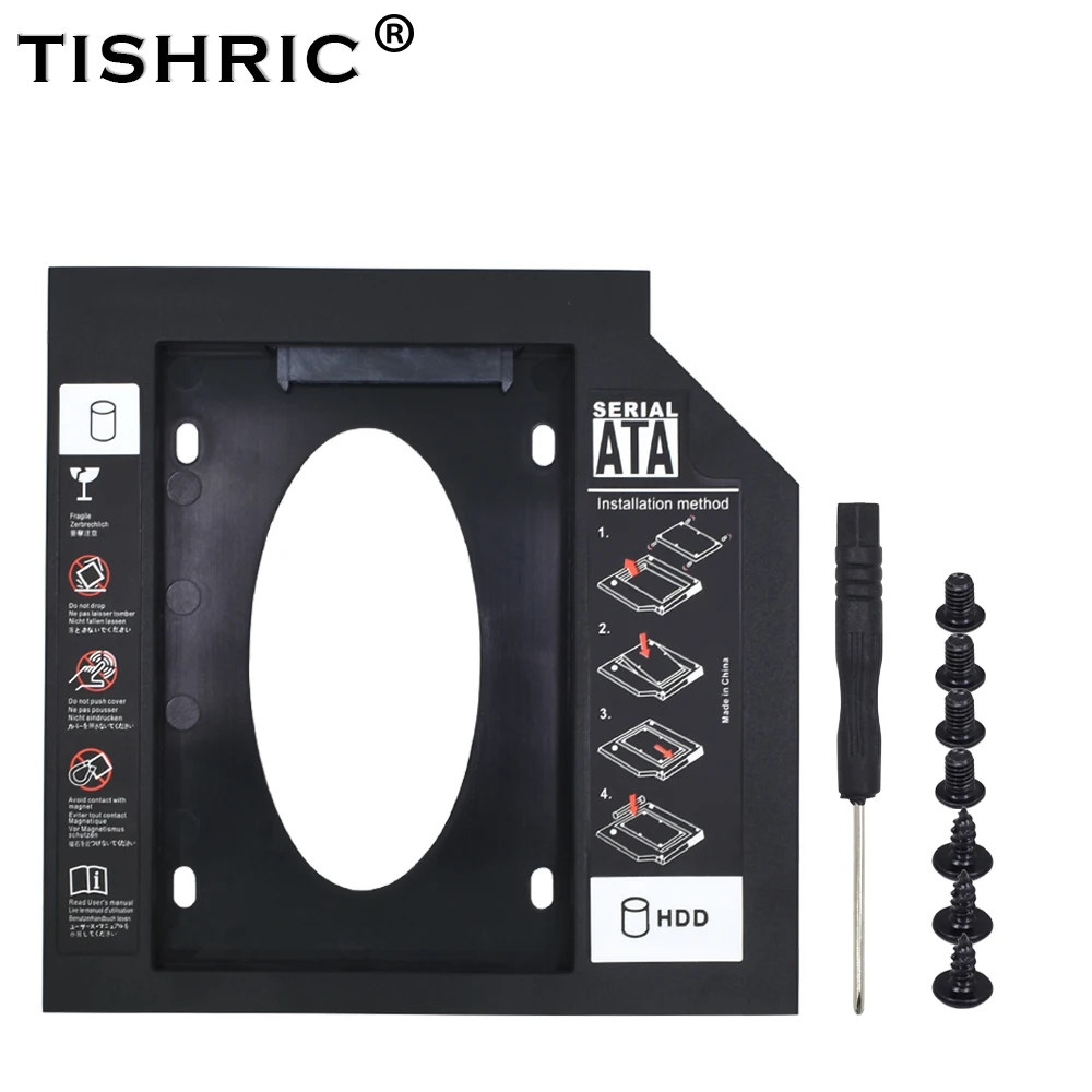 TISHRIC Универсальный пластик 2nd HDD Caddy мм 3,0 мм SATA 2,5 Optibay для DVD-ROM ''SSD жесткий диск корпус ноутбука 9,5 ODD