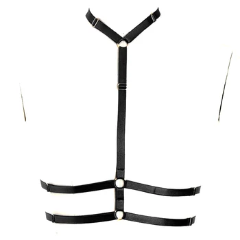 

Sexy Black Body Harness Lingerie Elastic Crop Tops Cage Bondage harness bra Punk Goth Harajuku Fetish Dance Halloween Rave Wear