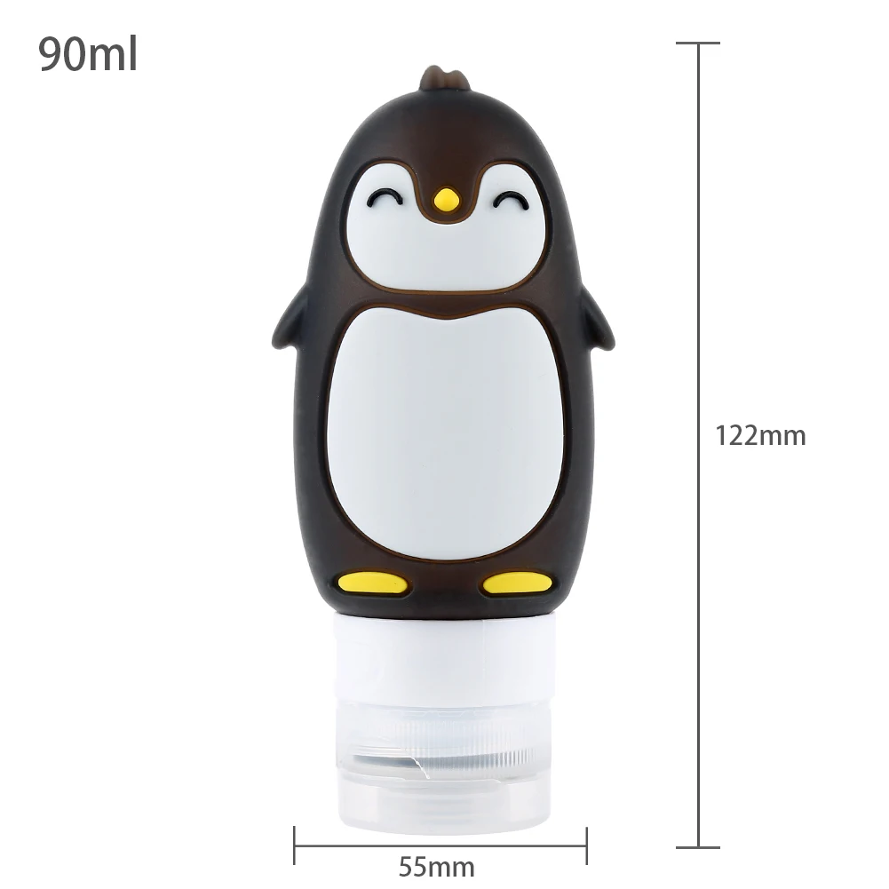 90 Black penguin Силиконовая пустая бутылка для лосьона с героями мультфильмов, портативная бутылка для путешествий, многофункциональные Бутылочки для моделирования животных из мультфильмов - Цвет: 90 Black penguin