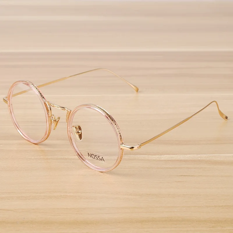 NOSSA металлические круглые очки, оправа из сплава, оправы для очков, женские и мужские модные оптические очки, оправа в стиле ретро, элегантные Оправы для близорукости - Цвет оправы: Rose Gold