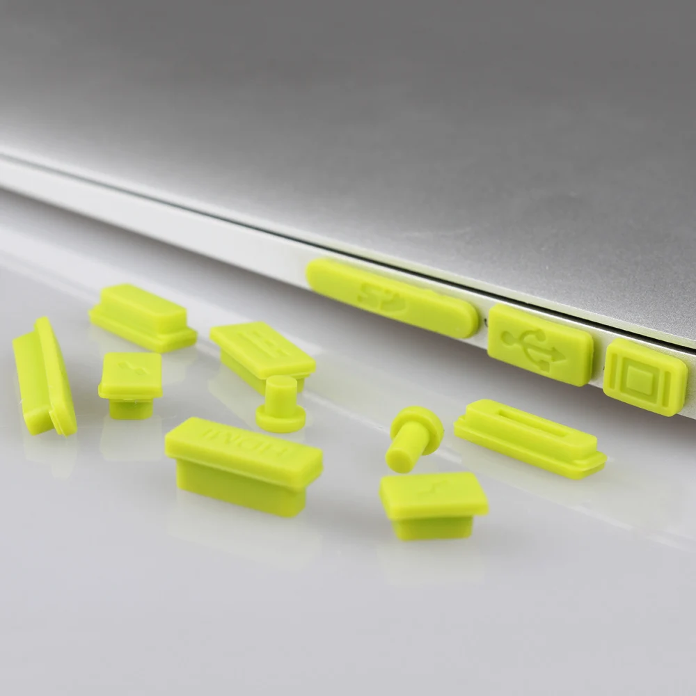 Силиконовые противопылевые заглушки защитный набор для Apple MacBook Pro 13 15 retina/Air 11 13 ноутбук Пылезащитная заглушка порты чехол Крышка - Цвет: Зеленый